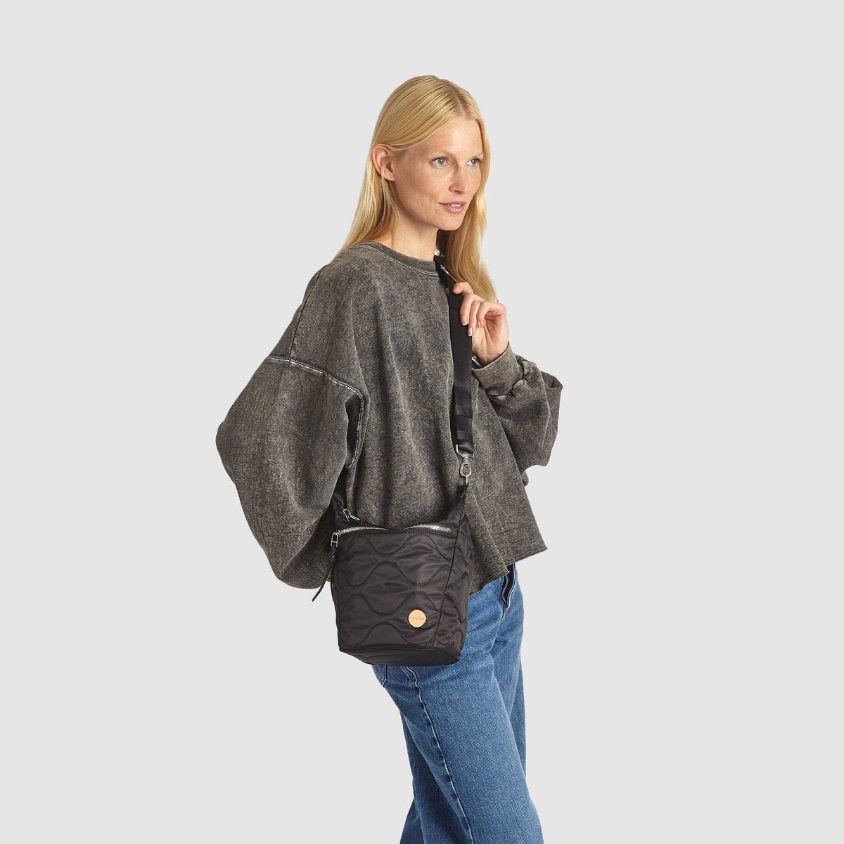 marcel - quilted crossbody bucket bag
