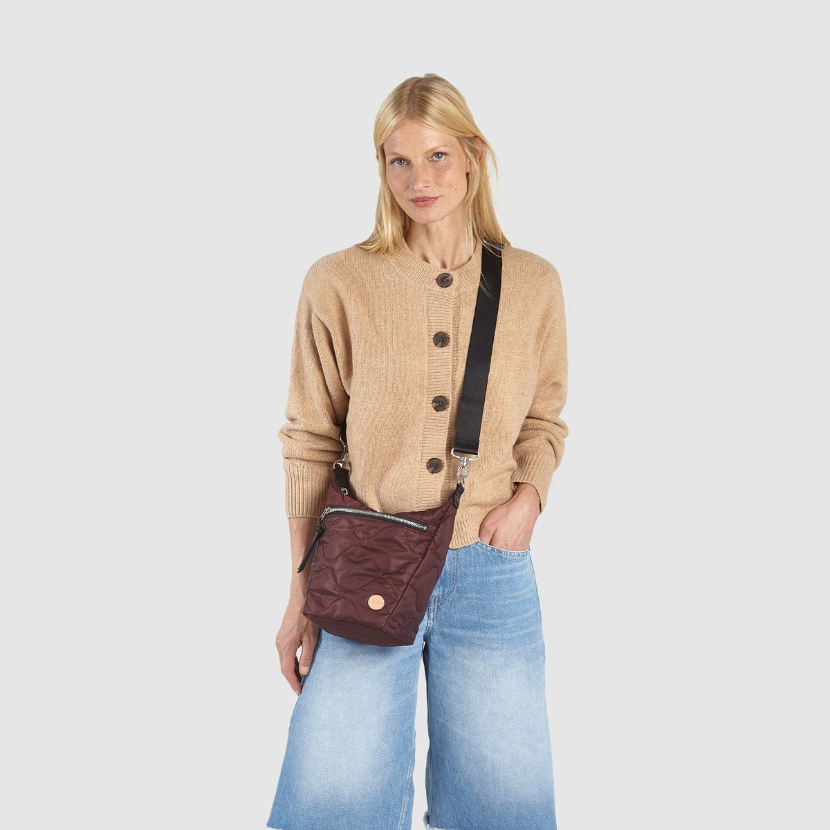 marcel - quilted crossbody bucket bag
